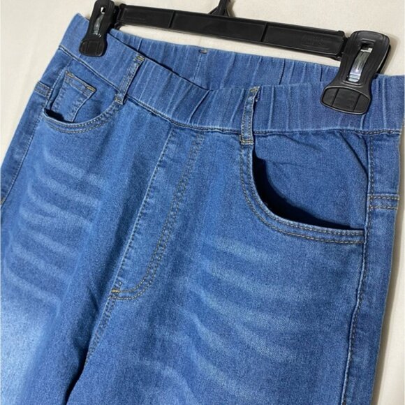 Women’s Med Wash Blue Denim High Rise Wide Leg Pull On Jeans 28 - Picture 7 of 14